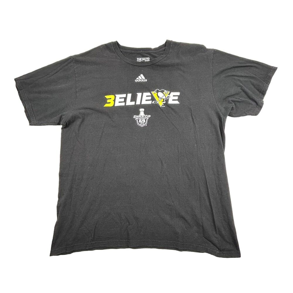 Pittsburgh Penguins Believe 2018 Stanley Cup Playoffs T Shirt Mens XL Black